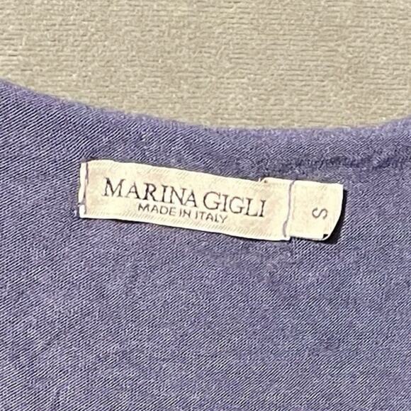 Marina Gigli Navy Blue Sleeveless Sequin Flowy Blouse Lace Floral Italy Small - Picture 11 of 11